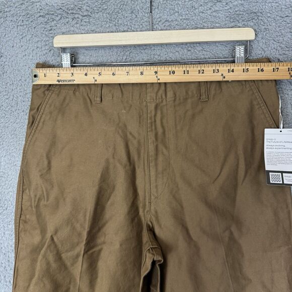 S Uniqlo U Pants Mens 35x29 Brown Khaki Straight Leg 100% Cotton NWT - Picture 4 of 12